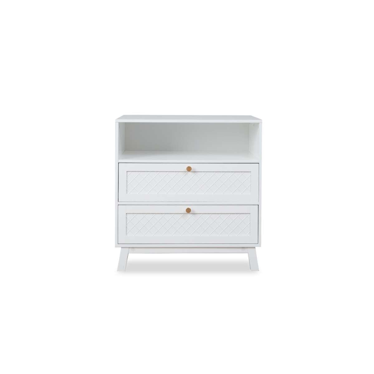 Genevieve White Baby Changing Table with Removable Top - Nursery Essential for Diaper Changes & Baby Care