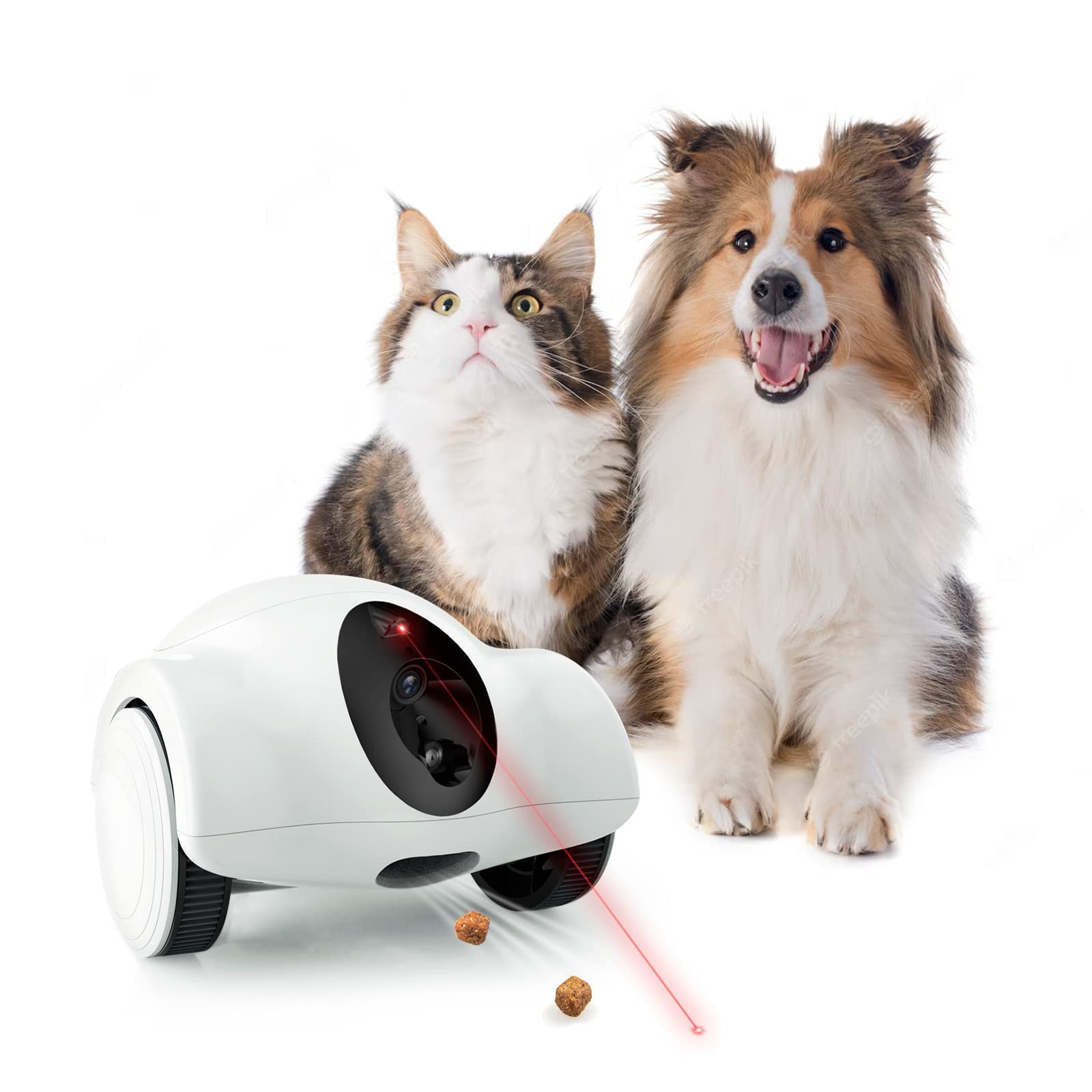 Smart Pet Camera with Phone App - 1080P HD Dog Robot Camera with 360° Rotation, 2-Way Audio & Treat Dispenser - 15-Day Standby for Dogs & Cats - 2.4G WiFi Pet Monitor (Ideal for Home, Office & Travel Pet Care)