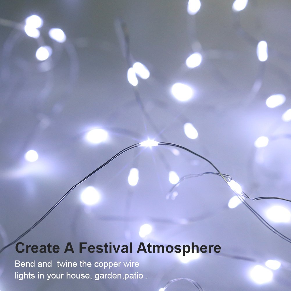 GDEALER 2 Pack 20 Ft 60 LED Battery Operated Fairy String Lights - Waterproof Christmas Decorations with Remote Control & 8 Lighting Modes | Perfect for Indoor/Outdoor Holiday Decor, Bedroom, Wedding, Party, Garden and Patio Lighting