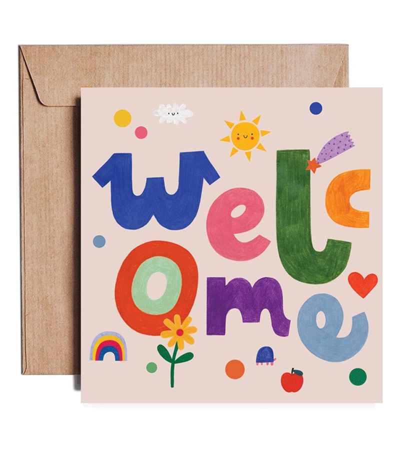 Welcome Card by Daria Solak Illustrations - Handmade Greeting Card for Housewarming, New Home, Baby Shower & Special Occasions