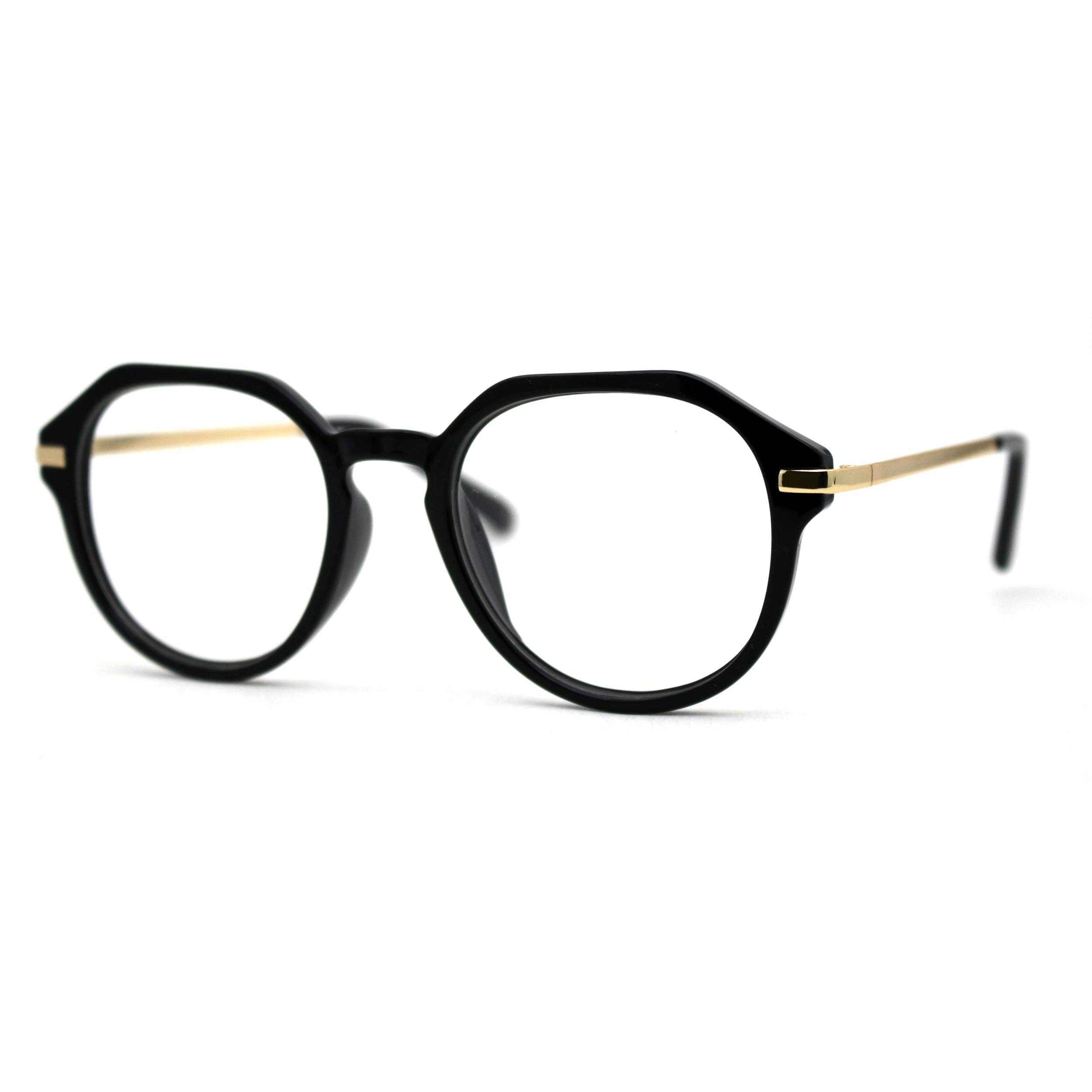 SA106 Fashionable Geometric Round Blue Light Blocking Glasses - Anti Eye Strain Computer Glasses for Men & Women - Perfect for Office Work, Gaming & Screen Time