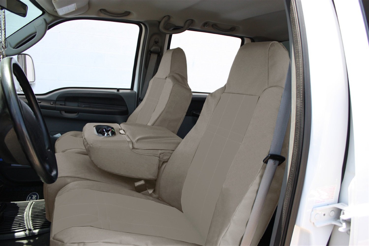 Premium Car Seat Covers for 2012-2014 Ford F-150 - Beige DuraPlus Waterproof Bench Seat Covers with 40/20/40 Split Design - Easy Installation for Front Seats - Perfect for Road Trips, Camping & Daily Commute