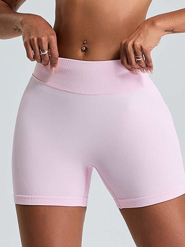 ZASUWA Women's High Waisted Ribbed Scrunch Bum Seamless Workout Shorts - Yoga, Running, Gym & Lounge Wear