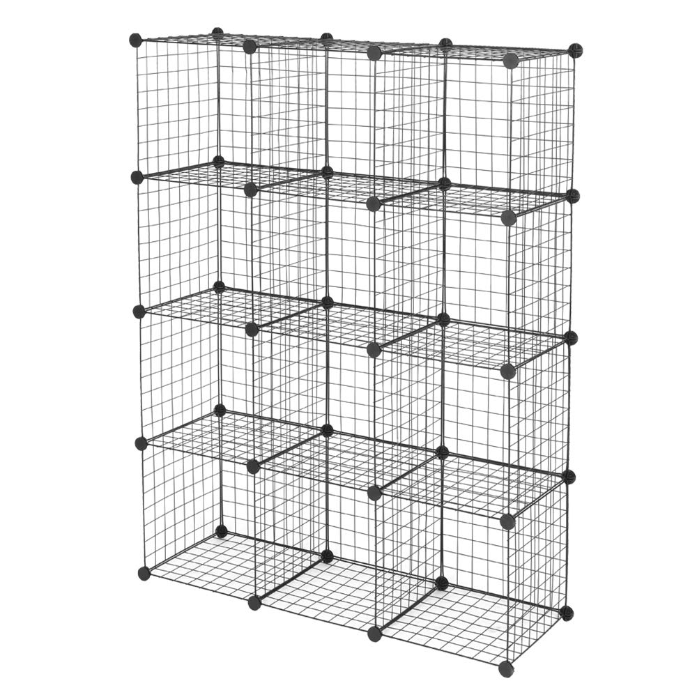 GT2-LC 12-Cube Organizer Shelf - Modular Wire Grid Storage Unit with Metal Frame | Perfect for Home Office, Closet Organization & Kids Room Storage