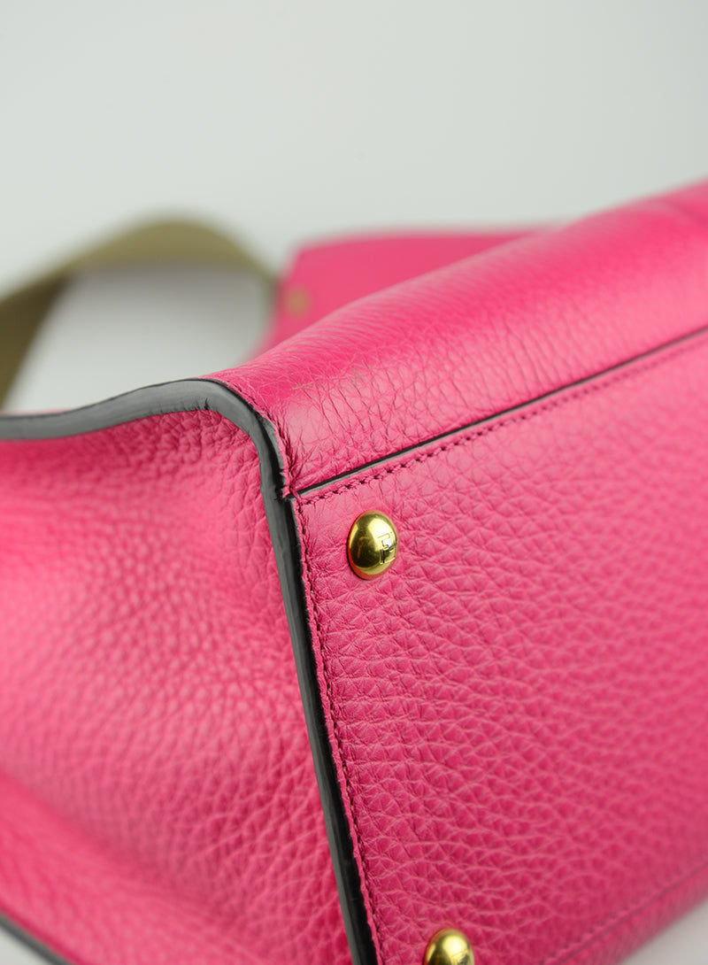 Fendi Selleria Peekaboo Isseu X Lite Fuchsia Leather Handbag - Luxury Designer Crossbody Bag for Women, Perfect for Work, Travel & Evening Events