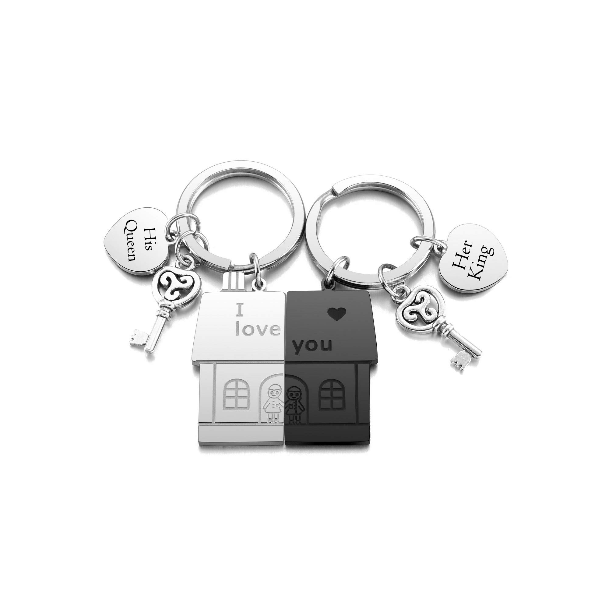 Custom Couples Keychain Set - Personalized Matching Puzzle Keyrings for Valentine's Day, Anniversary & New Home Gift - Romantic Couple Accessories for Keys, Housewarming & Everyday Use