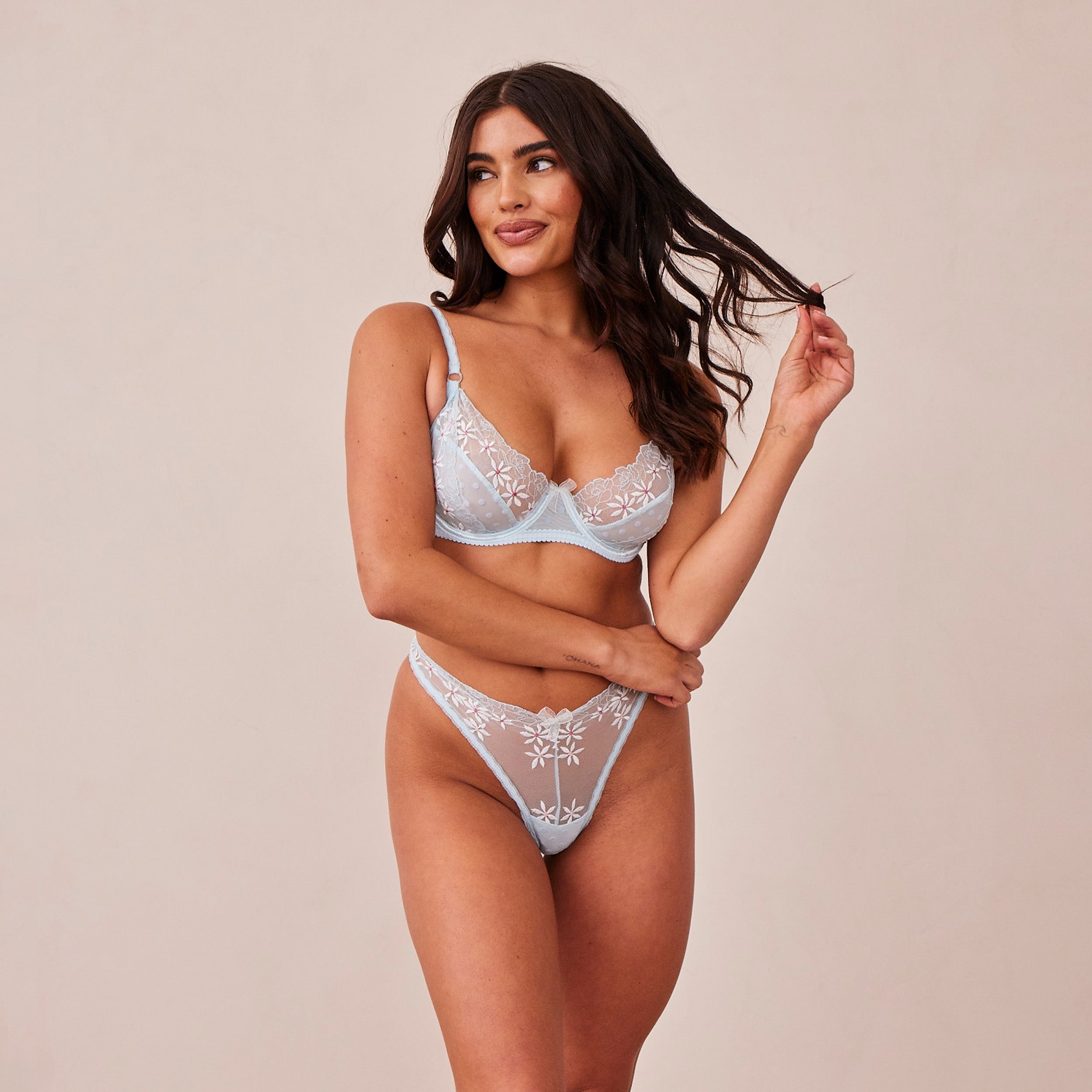 Fleur Balcony Bra - Comfortable Lace Underwire Bra in Blue for Everyday Wear | Perfect for Work, Date Night & Special Occasions