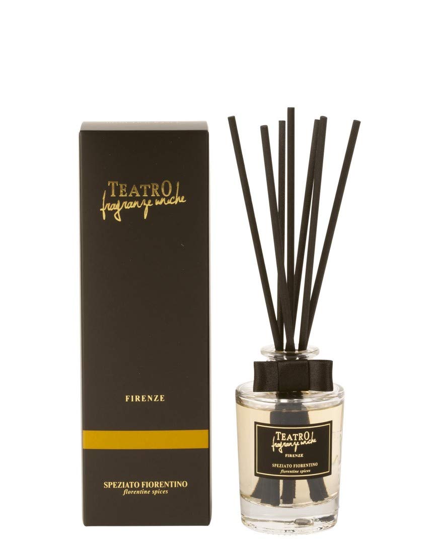 Teatro Fragranze Uniche Firenze SPEZIATO FIORENTINO 100ml Reed Diffuser - Luxury Home Fragrance with Natural Rattan Sticks | Perfect for Living Room, Bedroom & Office Aromatherapy