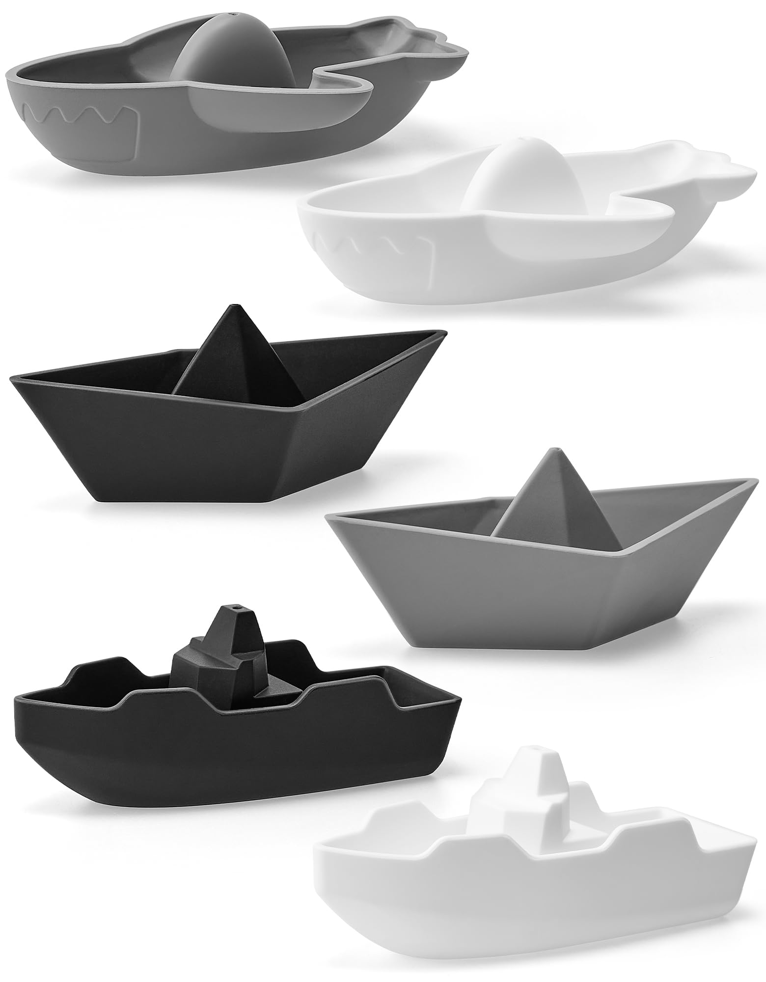 Leeleelon® 6 Pack Mold-Free Floating Bath Boats for Toddlers 1-3 Years | No Hole Baby Bath Toys 6-12 Months | Water Table, Pool & Beach Toys for Kids | Fun Bathtime, Outdoor Water Play & Sensory Learning Activities
