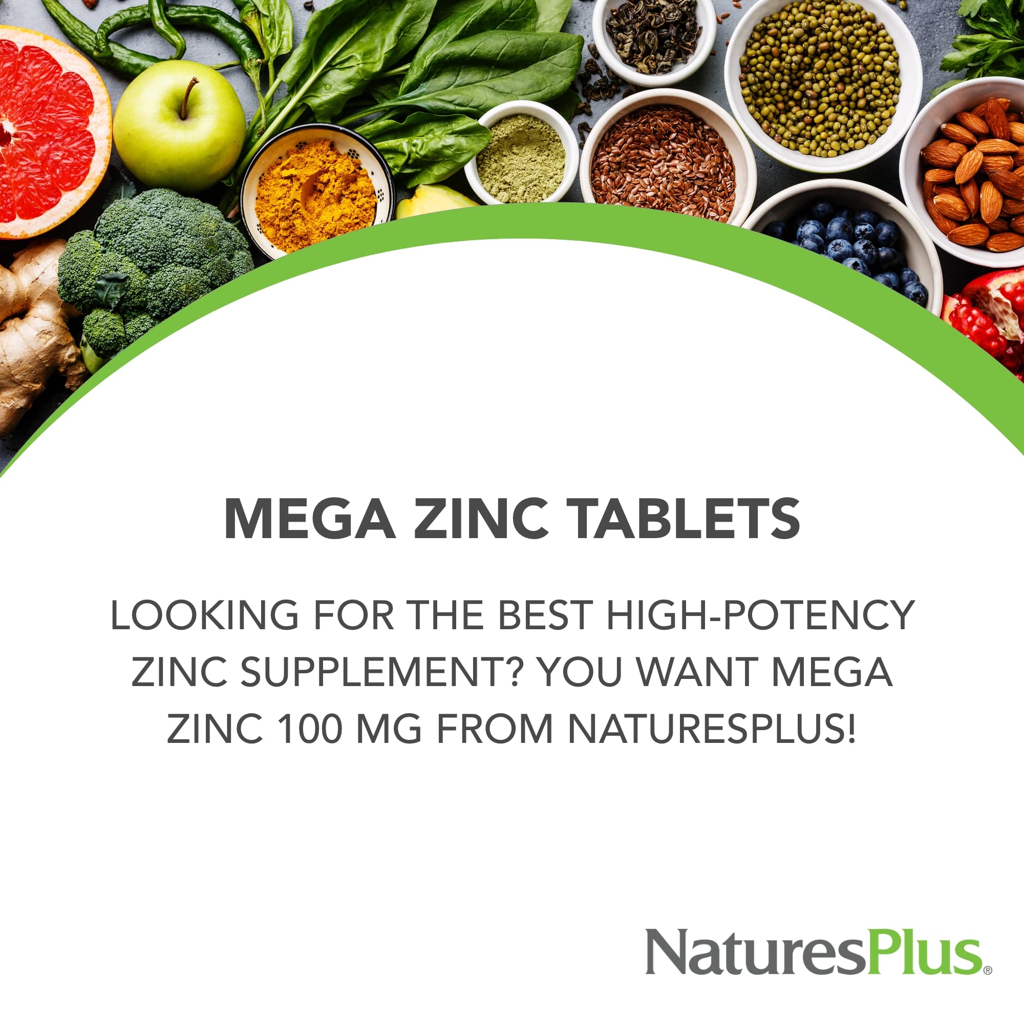 NaturesPlus Mega Zinc 100mg Sustained Release Tablets - 90 Vegetarian & Gluten-Free Tablets - Immune Support Supplement - Ideal for Daily Wellness & Immune System Boost