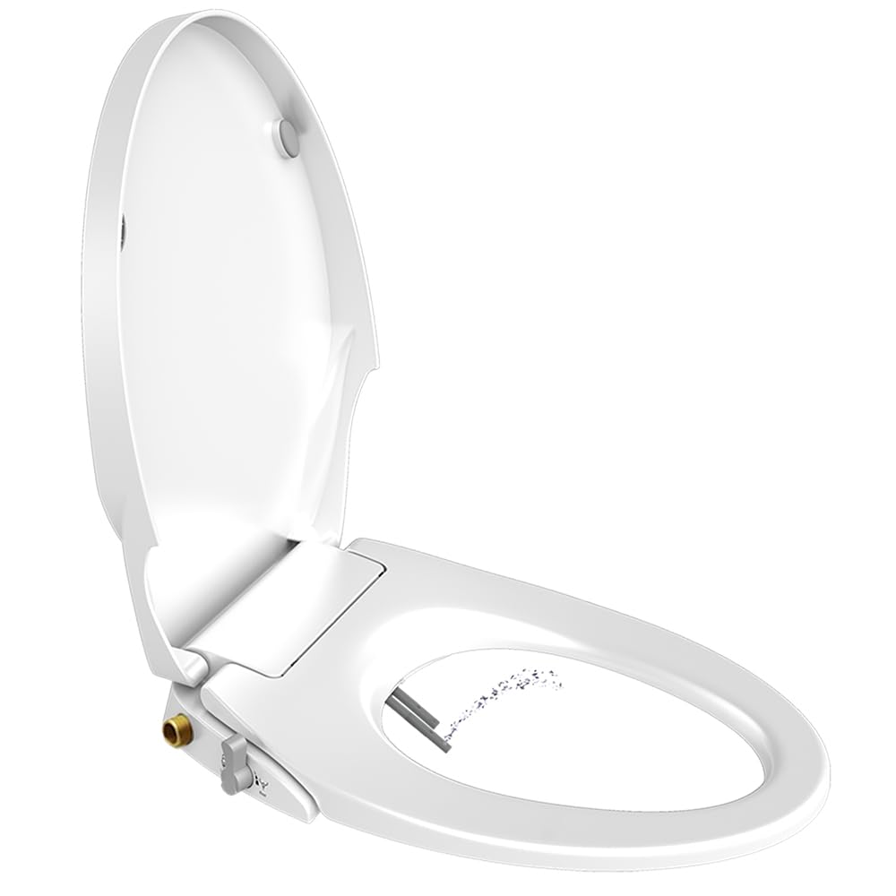 Non-Electric Bidet Toilet Seat with Self-Cleaning Dual Nozzles - Warm Water Spray for Feminine & Rear Wash, Soft Close Hinges, Easy DIY Installation - Perfect for Bathroom Upgrade & Hygienic Cleaning