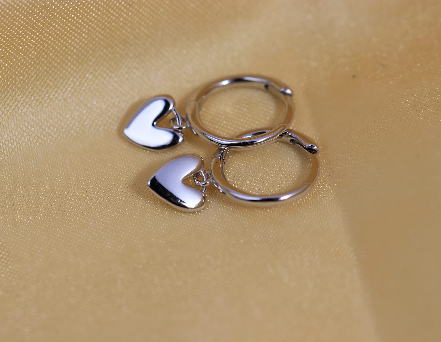 14K Gold Plated 925 Sterling Silver Huggie Hoop Earrings with Heart Dangle - Elegant Women's Jewelry for Date Night, Wedding & Everyday Wear