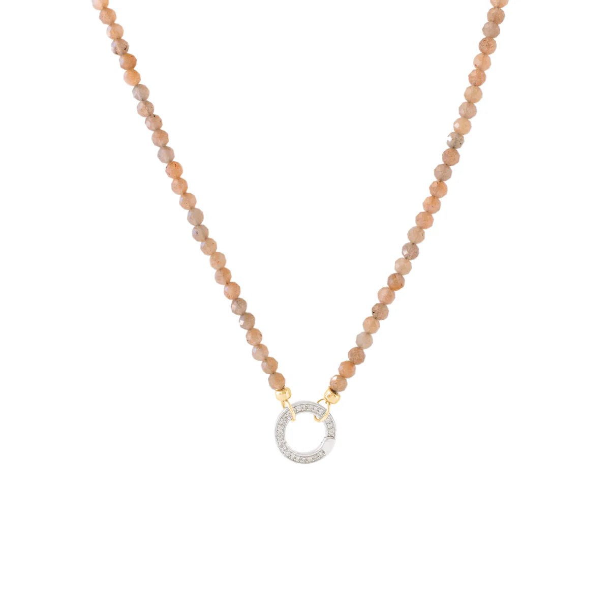 ICONIC BEADED OPEN-ENDED NECKLACE - BROWN CHAI MOONSTONE & GOLD - ADJUSTABLE LAYERING PIECE - Perfect for Boho Style, Layered Jewelry Looks & Everyday Wear