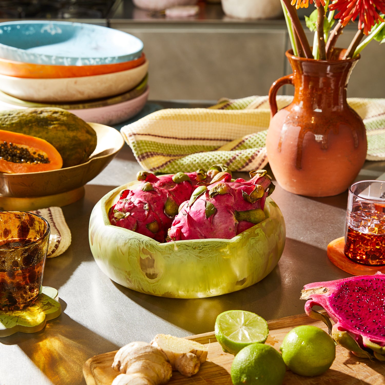 Kabrina Bowl - Premium Pistachio Serving Bowl for Snacks, Salads & Desserts | Elegant Home Dining & Party Entertaining