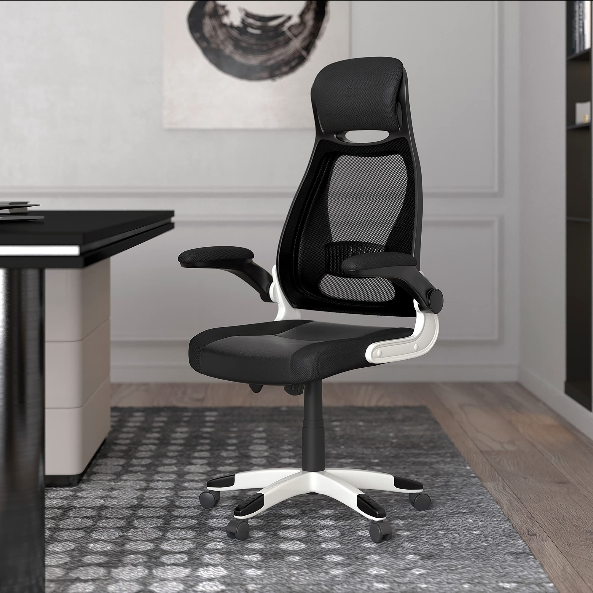 Ergonomic Modern Office Chair - Adjustable Height, Lumbar Support & Swivel - Black Mesh Computer Desk Chair for Home & Office Workspace - Perfect for Long Hours of Sitting & Productivity