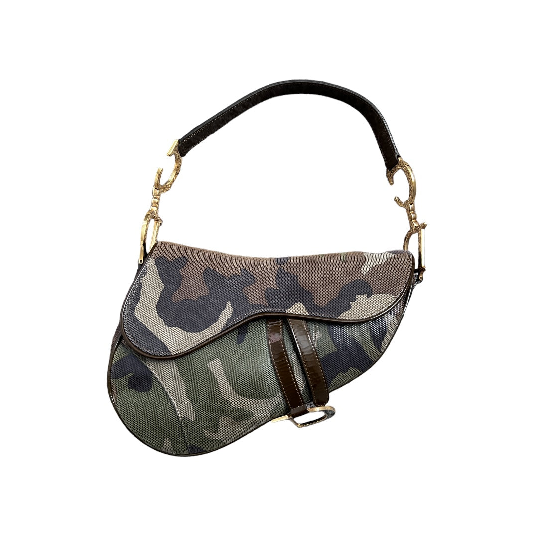 Vintage Dior Camouflage Saddle Bag 2001 - Authentic Designer Handbag for Women | Perfect for Casual Outfits, Date Nights & Luxury Fashion Collectors