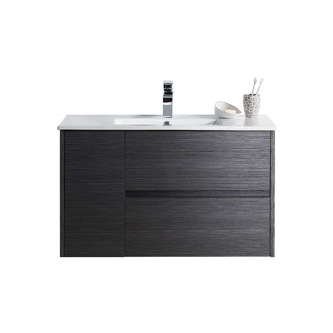 36 Inch Floating Bathroom Vanity with Sink - Wall Mounted All Wood Vanity Cabinet in Silver Grey (016 36 16 C) - Perfect for Small Bathrooms, Powder Rooms & Modern Home Decor