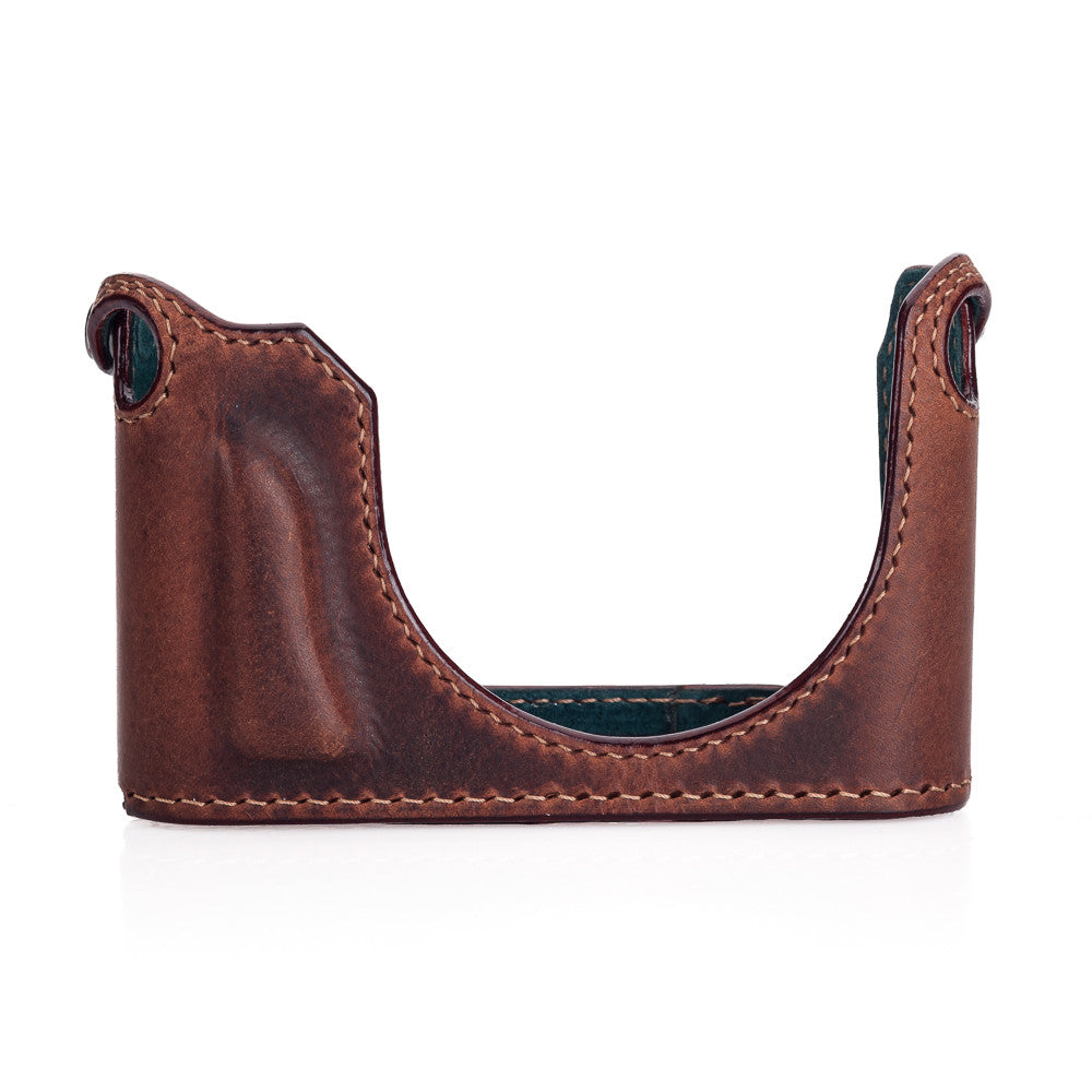 Arte di Mano Genuine Leather Half Case for Leica Q (Typ 116) Camera - Brown Rally Volpe Design with Battery Access Door | Premium Protection for Street & Travel Photography