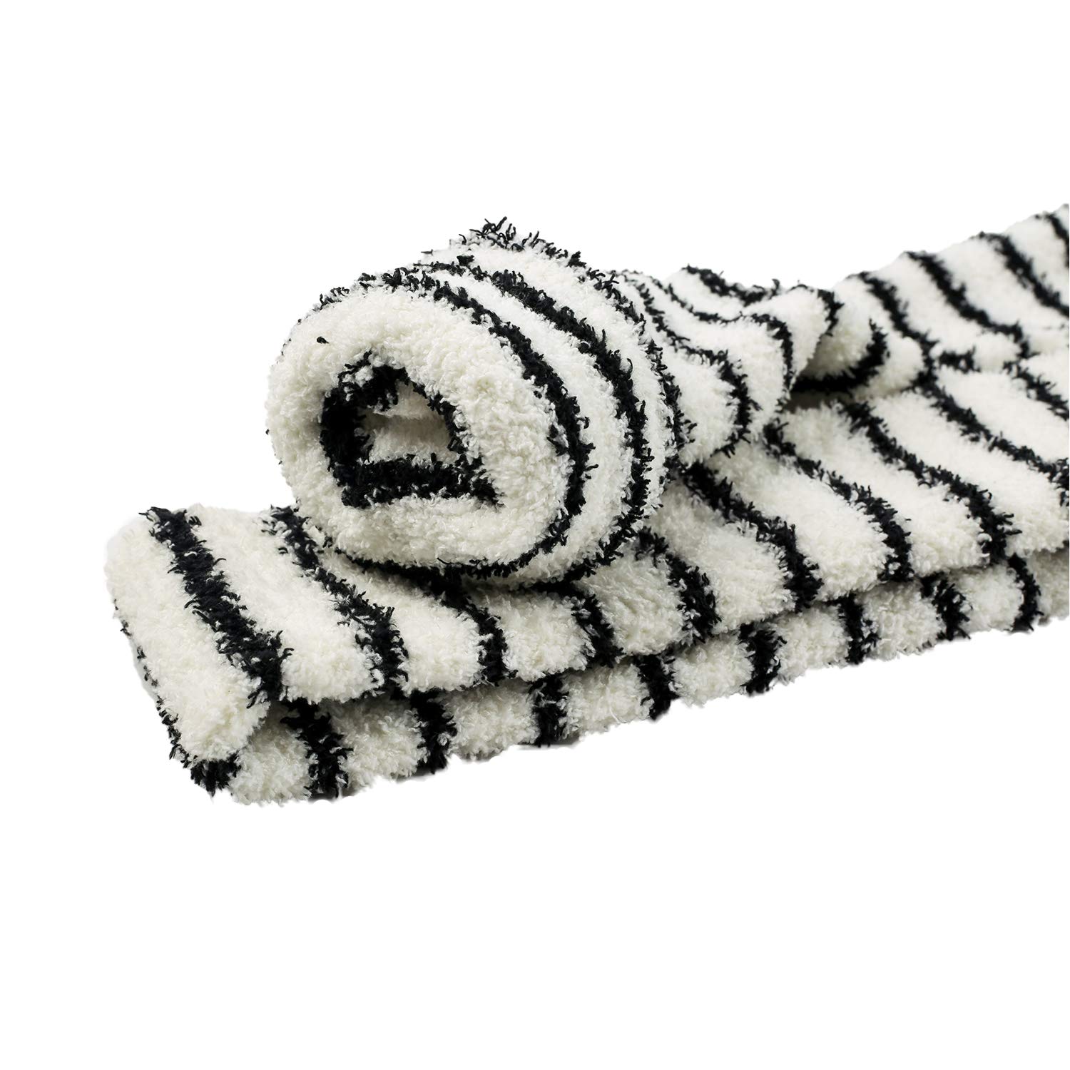 Wander G Women's Over Knee High Fuzzy Socks - Cute Cartoon Thigh High Stockings with Warm Stripes - Perfect for Winter, Lounge Wear, and Gift Giving