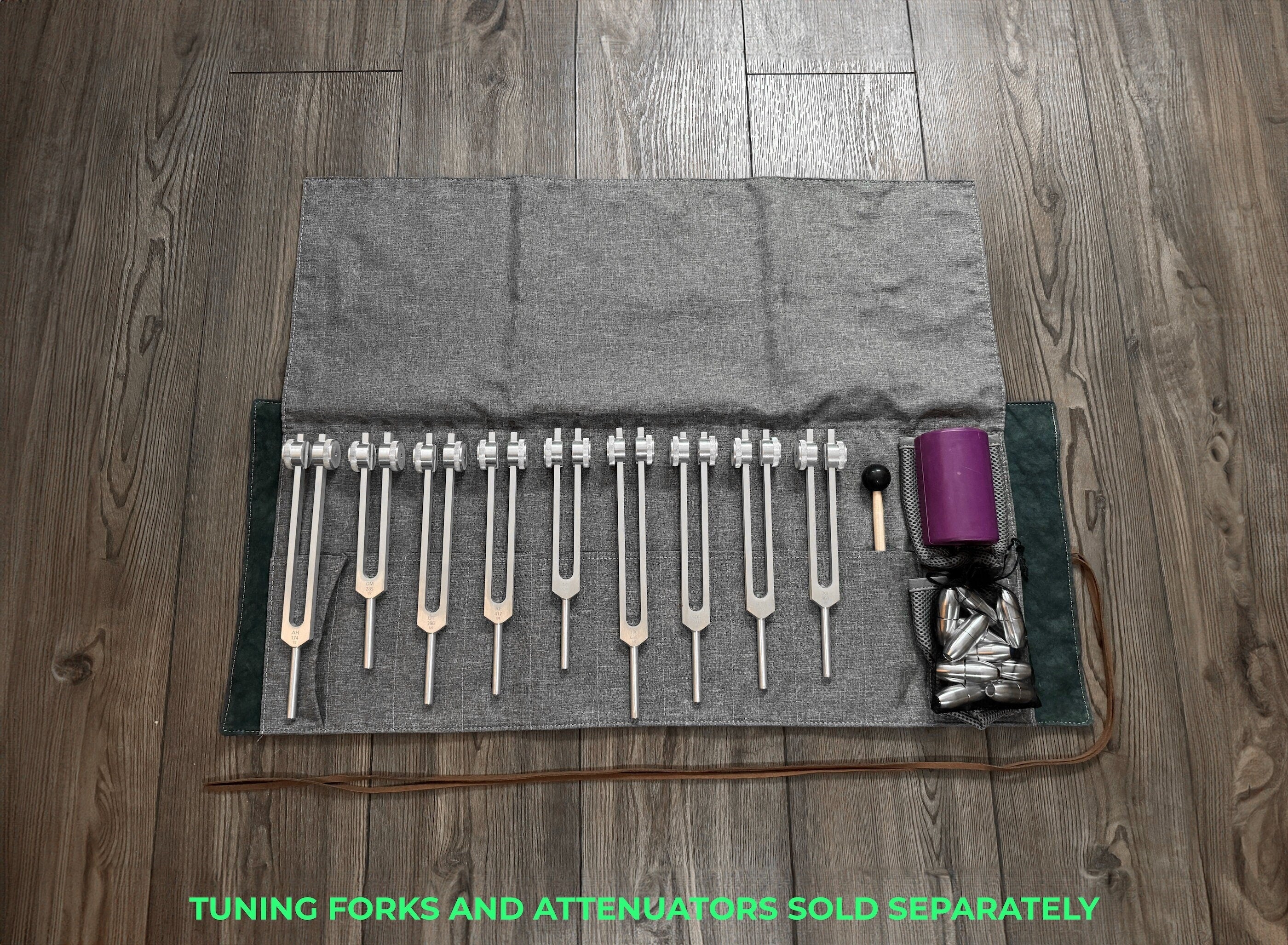 Professional 10-Piece Tuning Fork Carry Bag with Compartments - Durable Storage for Attenuators, Activator & Accessories | Perfect for Sound Therapy, Music Therapy & Energy Healing Sessions
