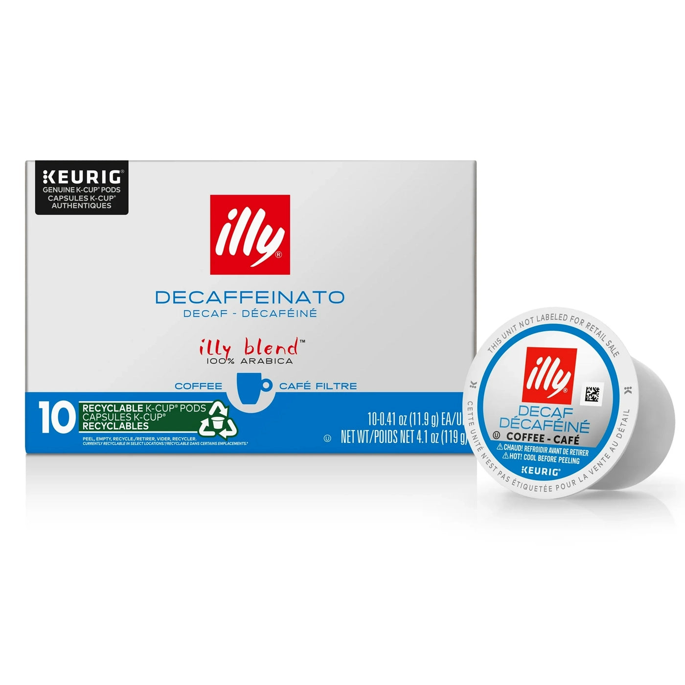 illy Decaffeinato Classico K-Cup® Pods Coffee - 10 Pack | Rich & Smooth Decaf Coffee for Keurig Brewers | Perfect for Home, Office, or Gifting