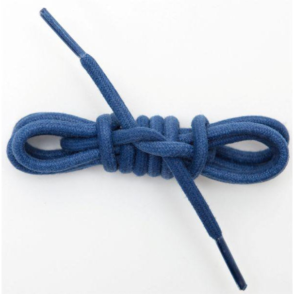 Premium Waxed Cotton Round Shoelaces - Custom Length with Metal Tips - Navy Blue (1 Pair) - Durable & Water-Resistant for Boots, Hiking Shoes & Outdoor Footwear