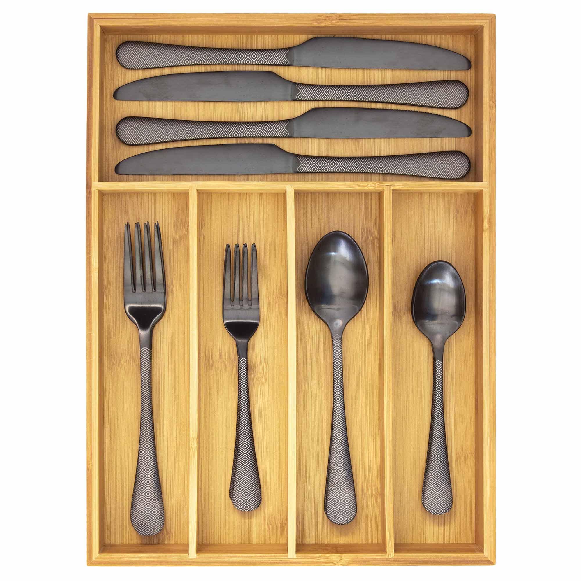 Stainless Steel Flatware Drawer Organizer - Expandable Utensil Tray for Kitchen Knives, Forks, Spoons - Perfect for Kitchen Drawer Organization & Storage