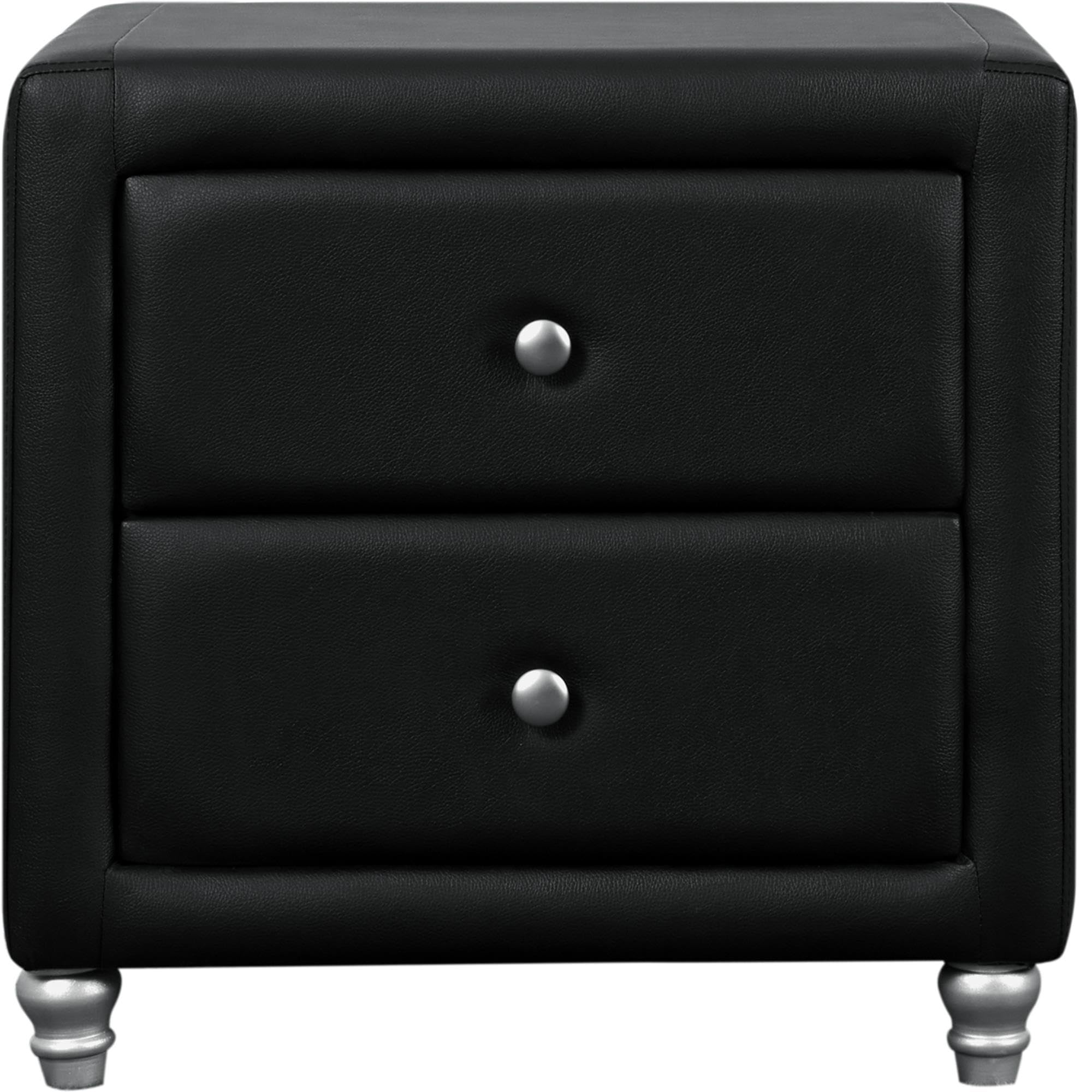 Camden Isle Upholstered 2-Drawer Nightstand - Black Wooden Bedside Table with Soft Fabric Finish | Perfect for Bedroom, Guest Room & Apartment Decor