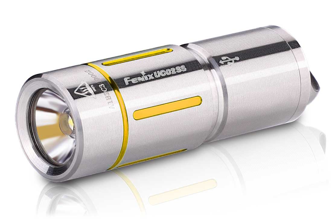 Fenix UC02SS USB Rechargeable Mini Keychain Flashlight - Compact EDC Light for Camping, Hiking & Emergency Use