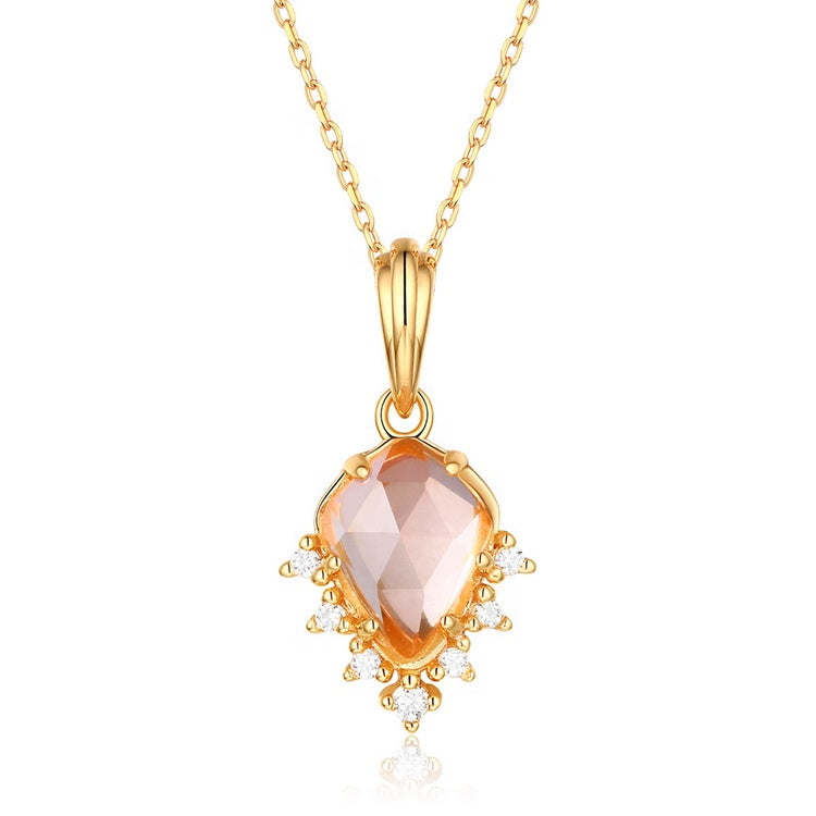 Sterling Silver Plated Natural Crystal Pendant Necklace for Women - Elegant Spiritual Jewelry Gift for Meditation, Yoga & Energy Healing
