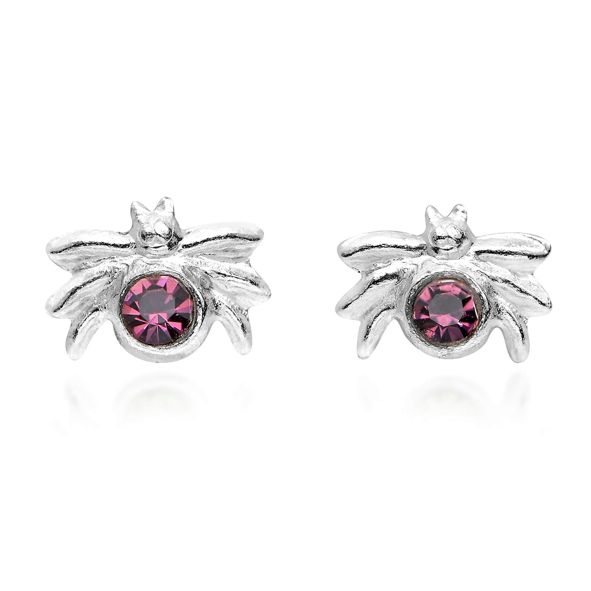 AeraVida Cute Petite Spider Purple Cubic Zirconia .925 Sterling Silver Stud Earrings for Women | Elegant Small Stud Earrings | Perfect for Halloween, Gothic Fashion & Everyday Wear