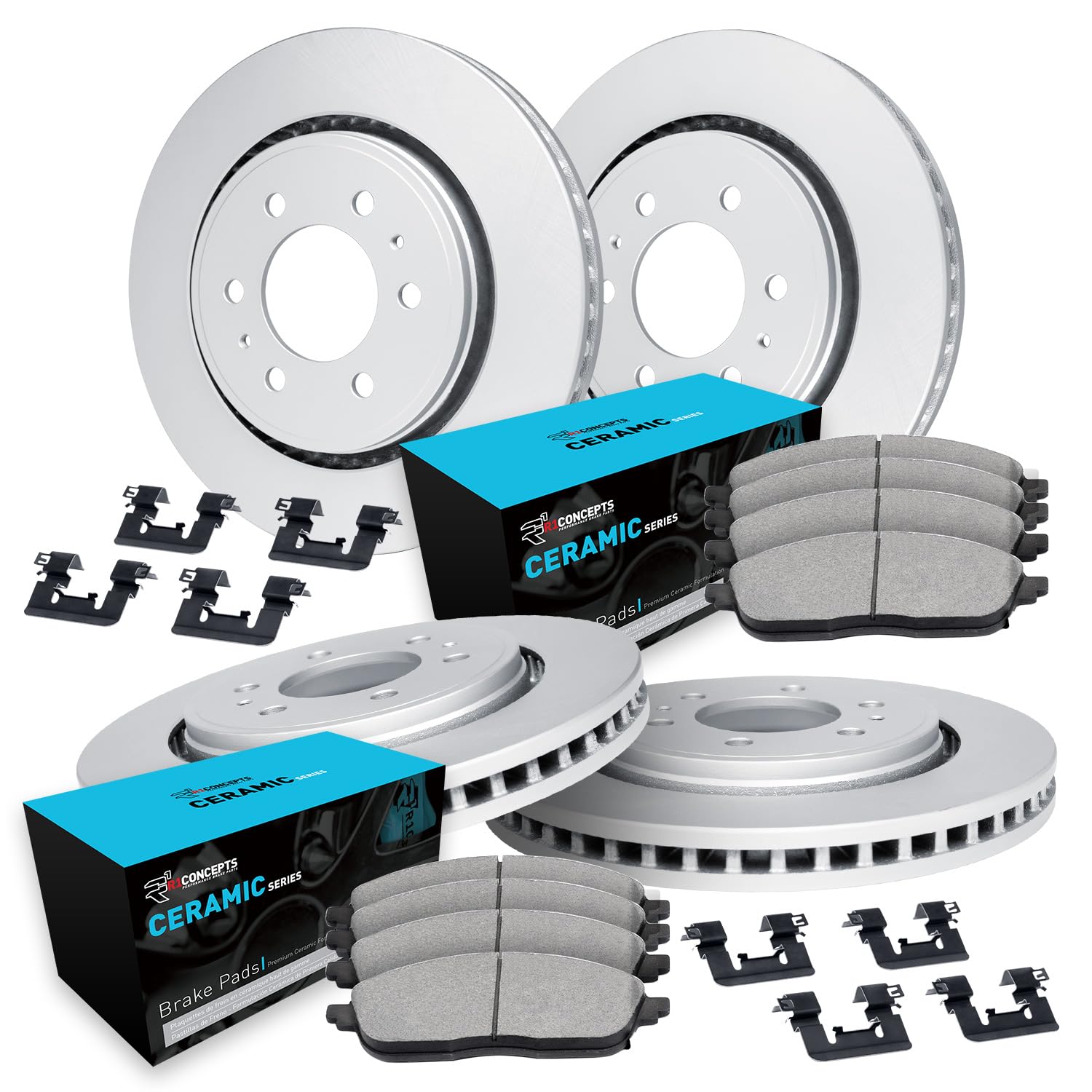 R1 Concepts Premium Front & Rear Brake Kit - Ceramic Brake Pads & Rotors with Hardware Kit (CPB.48023.42) | High-Performance Braking for Cars, Trucks & SUVs | Smooth Stops for Daily Commute & Highway Driving