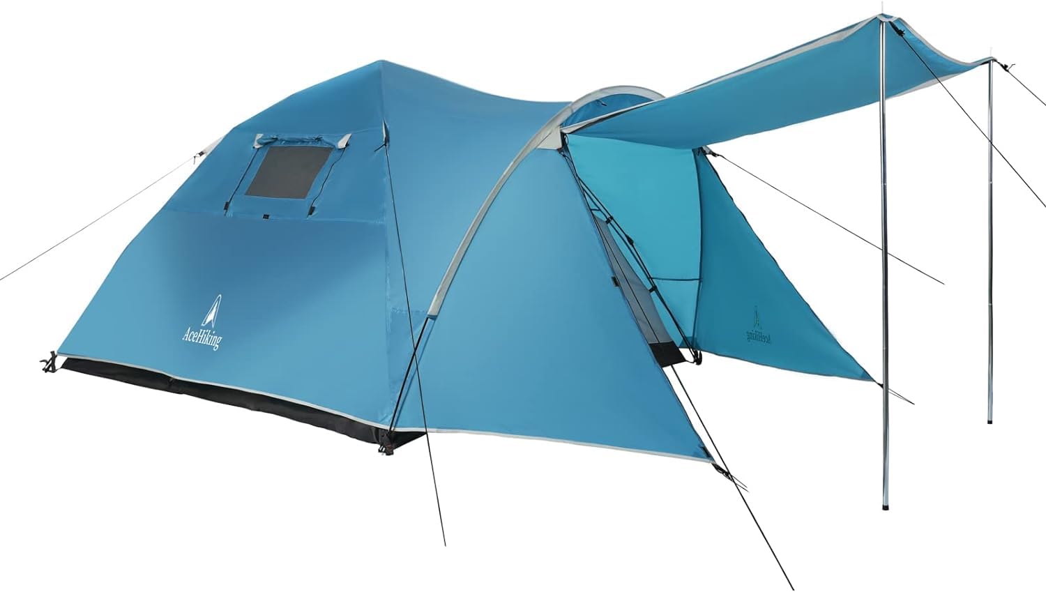 4 Person Instant Pop Up Camping Tent - Waterproof, Windproof Family Tent with Sun Shade Porch - Easy Setup for Outdoor Camping, Hiking & Backpacking - Perfect for Family Adventures, Beach Trips & Music Festivals