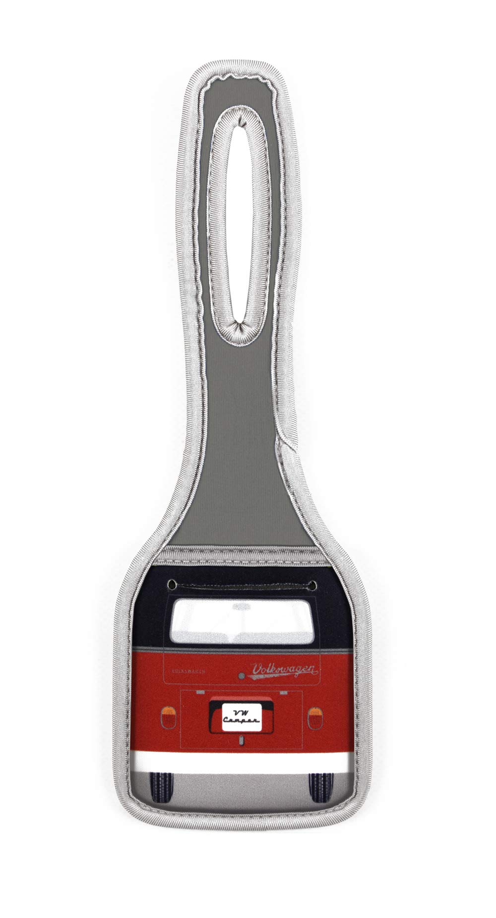 BRISA VW Collection - Vintage Volkswagen T1 Bus Campervan Design Luggage Tag & Travel Label (Red & Black) - Perfect for Suitcases, Backpacks & Travel Accessories Identification