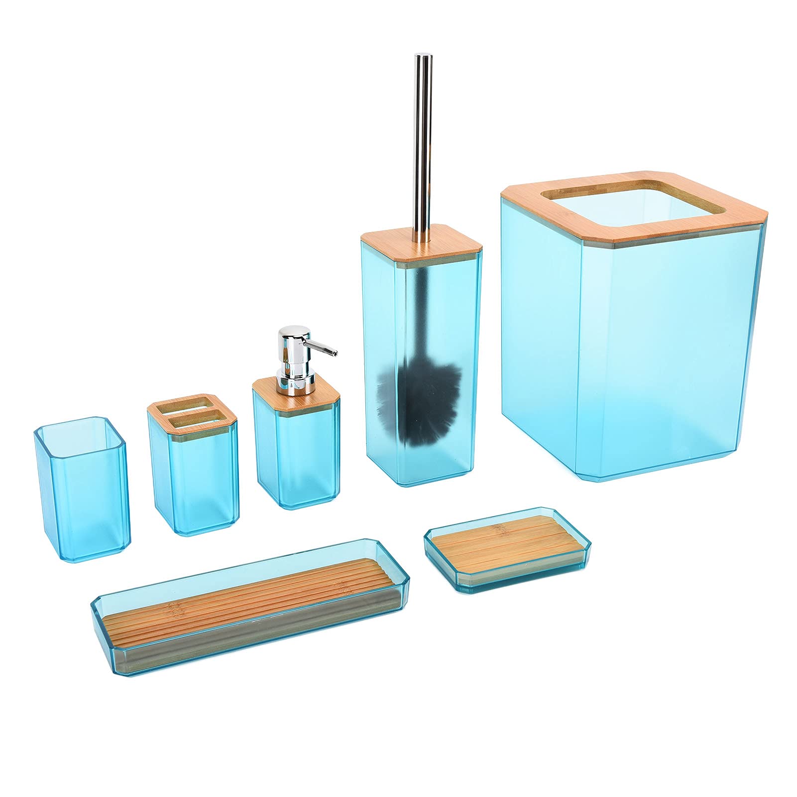 Premium Bamboo Toilet Set - Durable & Eco-Friendly Bathroom Accessories for Home & Hotel Use (Green) - Perfect for Modern Bathrooms, Guest Rooms & Vacation Rentals