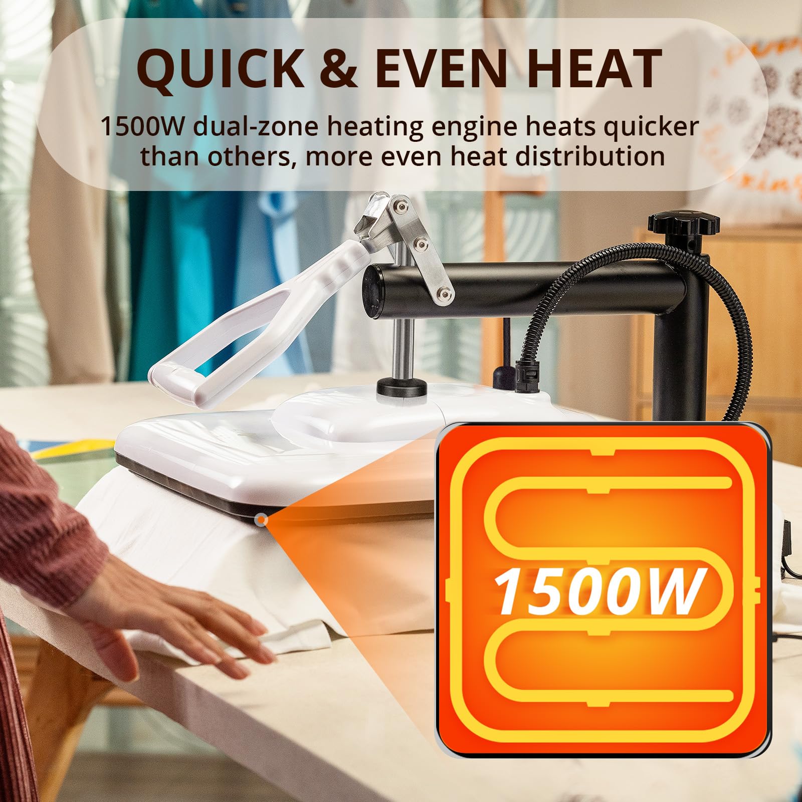 HTVRONT 15x15 Swing Away Heat Press Machine for T-Shirts - Professional Sublimation & Vinyl Heat Transfer Press - Fast Heating & Even Heat Distribution (White) - Perfect for DIY Crafts, Custom Apparel & Small Business Projects