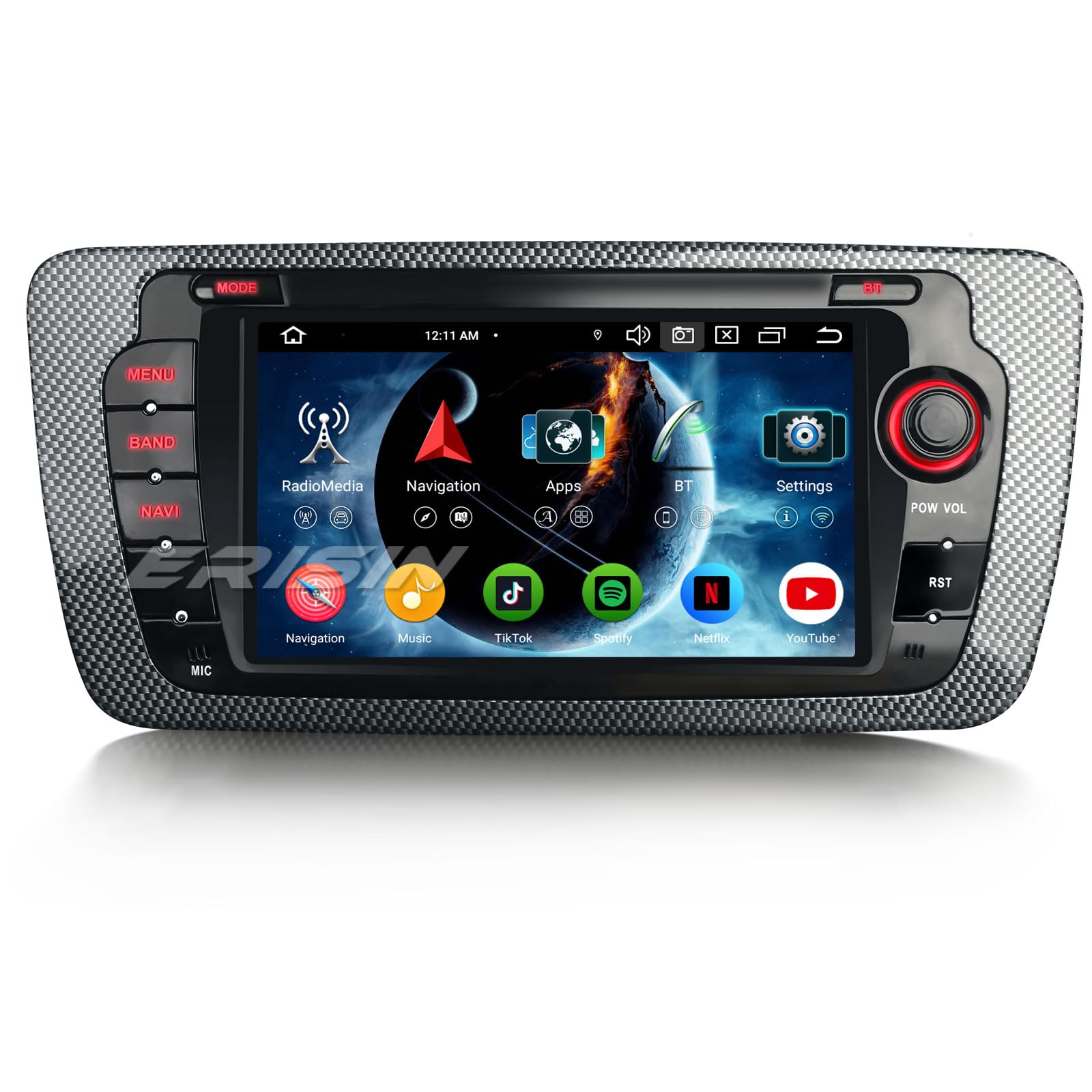 Erisin 8-Core 4GB RAM 64GB ROM Android 14 Car Stereo GPS Navigation for Seat Ibiza 2009-2013 | 7 Inch IPS Touch Screen | Wireless CarPlay & Android Auto | DSP DAB+ Bluetooth 5.0 OBD2 WiFi | Perfect for Road Trips & Daily Commutes