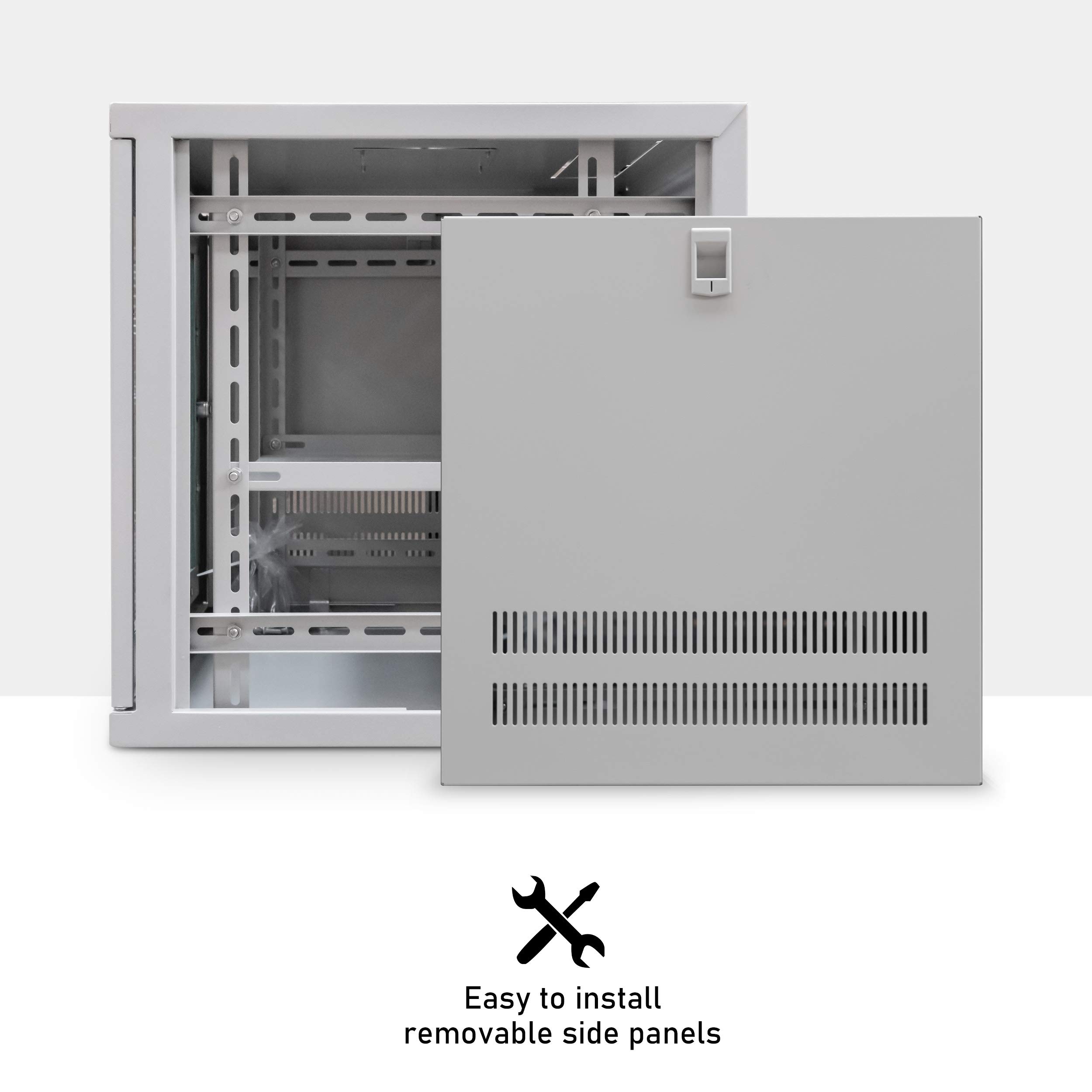9U 550mm Deep Wall Mounted 19 Inch Server Rack Cabinet with Glass Door & Lock - Home Office & Server Room Network Equipment Storage for Computers, Routers & Switches | Durable & Secure Data Rack for IT & AV Installations