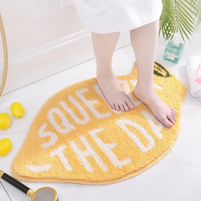 Funny Fruit Pun Flocking Floor Mats - Non-Slip Kitchen & Bathroom Rugs for Home Decor - Perfect for Housewarming Gifts & Cozy Home Accessories