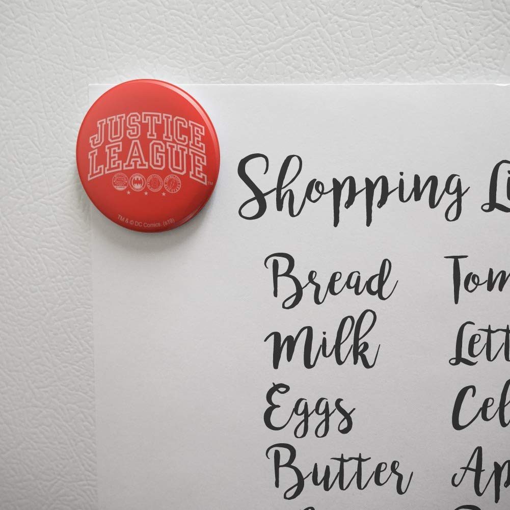 Justice League Superhero Logo Refrigerator Magnet - Strong Magnetic Button for Kitchen, Office, Locker & Dorm Room Decor - Perfect for Fridge Organization & Superhero Fan Gifts