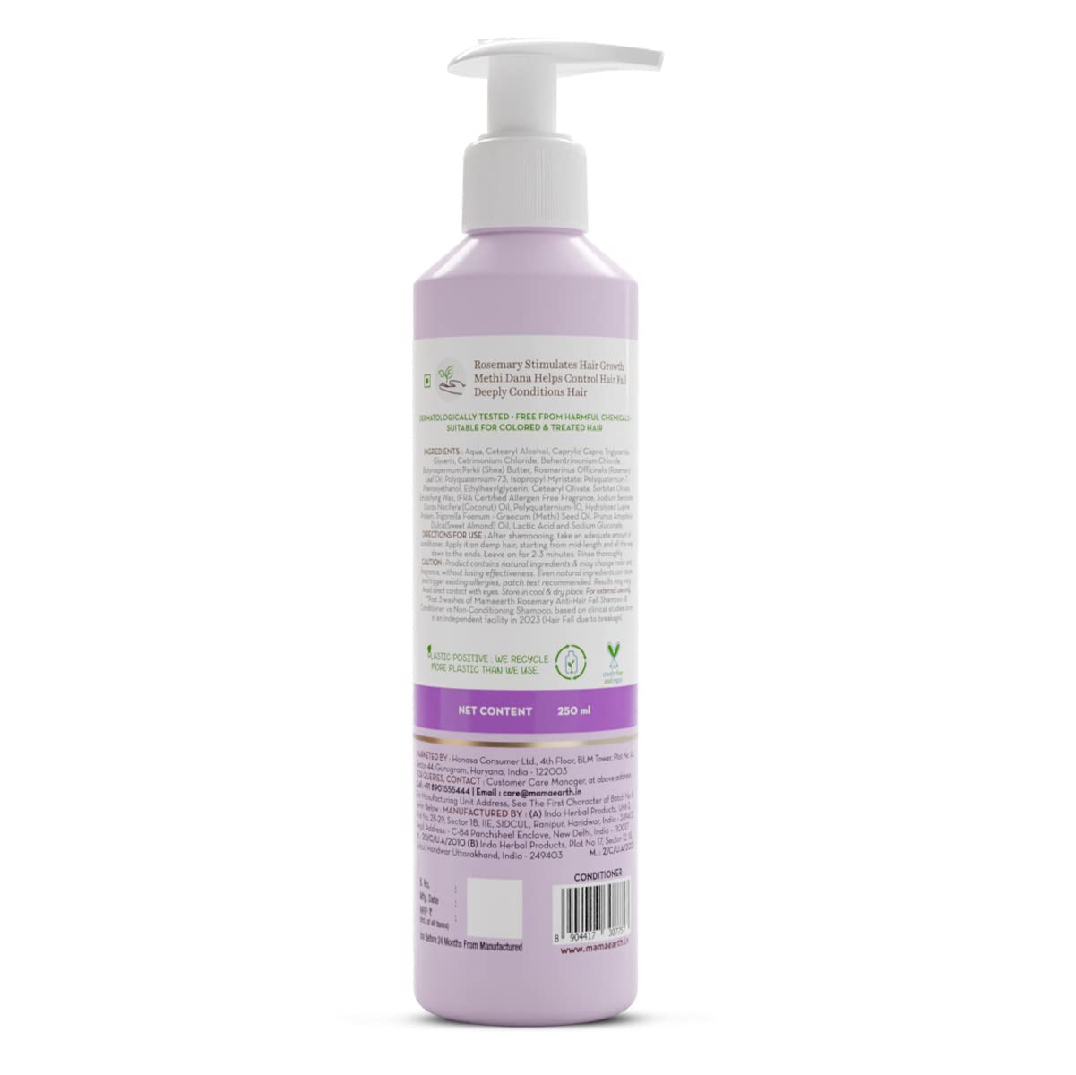 Mamaearth Rosemary Anti Hair Fall Conditioner with Rosemary & Fenugreek for Hair Loss & Breakage - 250ml | 94% Stronger Hair, 93% Less Hair Fall for Men & Women | Perfect for Daily Hair Care & Scalp Nourishment