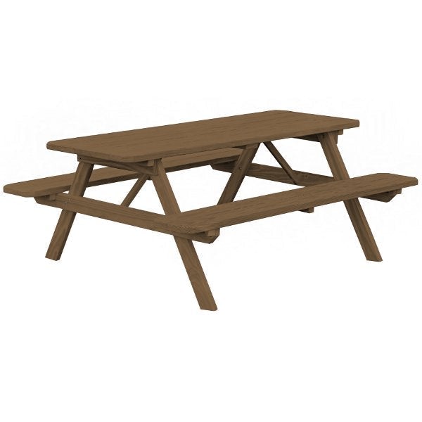 6ft & 8ft Spruce Wood Picnic Table with Attached Benches - Outdoor Dining, Backyard BBQ, Park & Camping Furniture - Durable All-Weather Patio Table for Family Gatherings