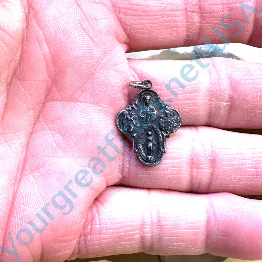 Vintage Sterling Silver 4-Way Cross Pendant Charm - Antique Religious Jewelry for Necklace, Bracelet & Gifts - Perfect for Church, Weddings & Everyday Wear