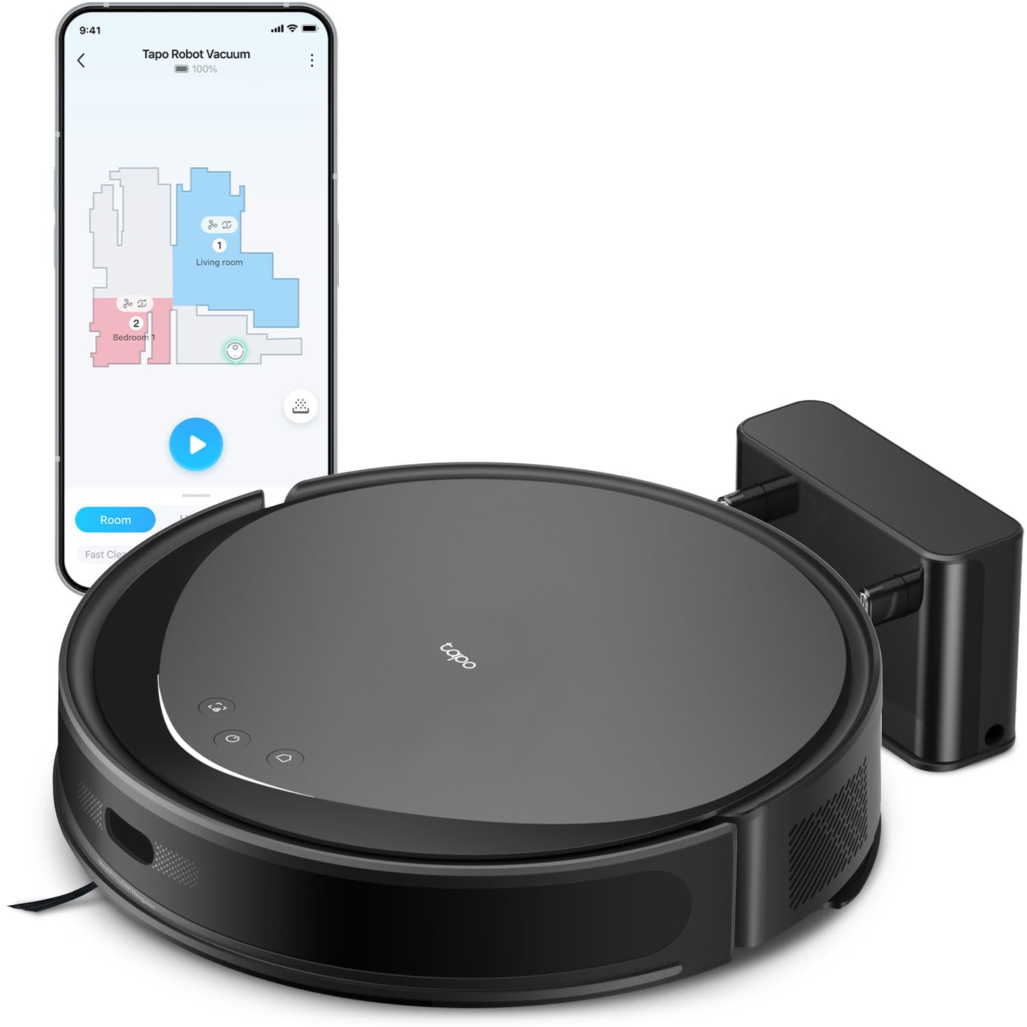 Tapo Ultra-Slim LiDAR Smart Navigation Robot Vacuum and Mop Cleaner, 5300Pa Strong Suction, 97% Dust Pickup Rate, Customizable Cleaning Modes, Self-Charging, Alexa & Google Home Compatible, RV20 Max - Perfect for Hardwood Floors, Carpets, and Pet Hair Removal