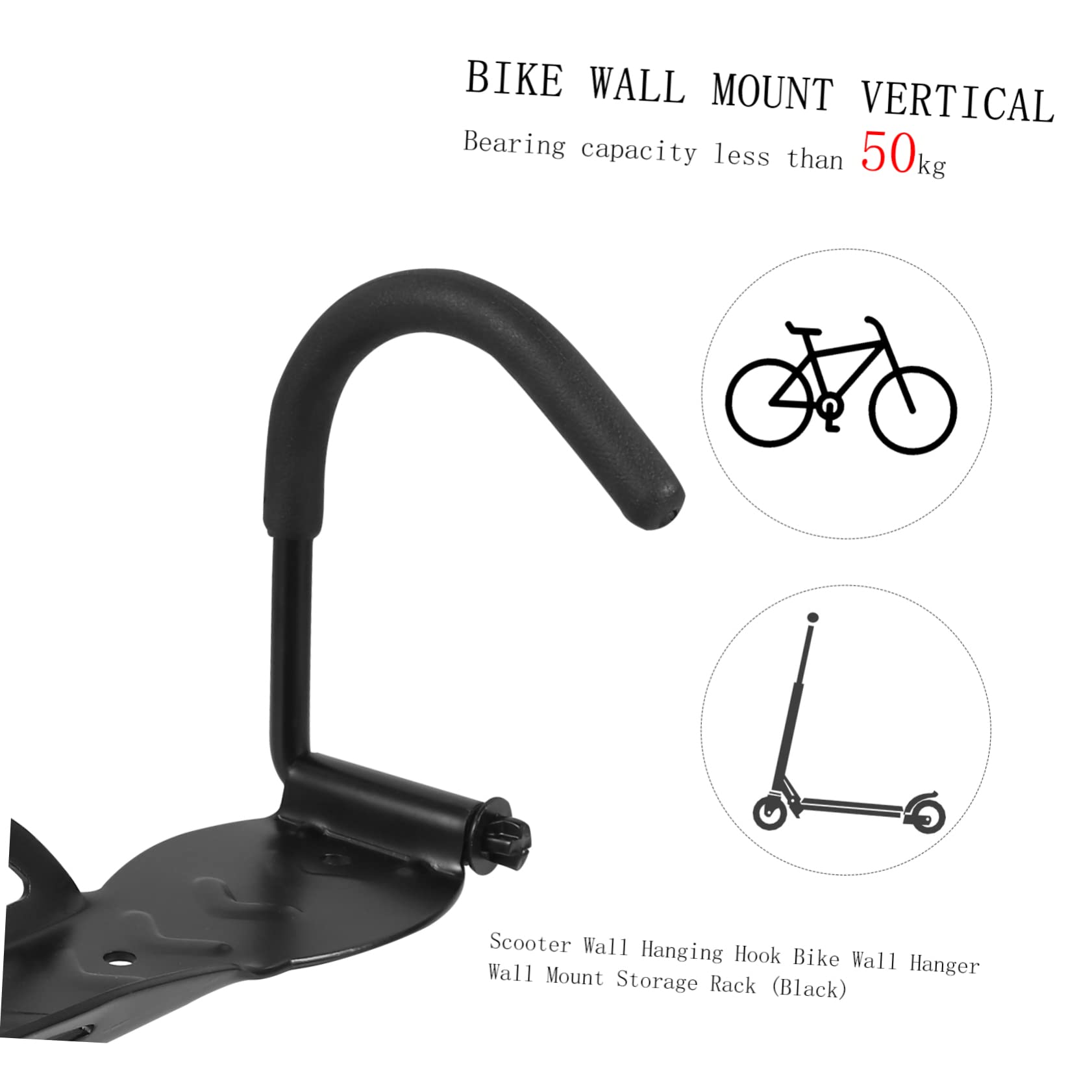 Heavy-Duty Scooter Wall Mount Hook - 50kg Load Capacity, Space-Saving Bike Rack for Easy Wall Installation | Perfect for Garage, Balcony & Indoor Storage of E-Scooters, Bicycles & Sports Equipment