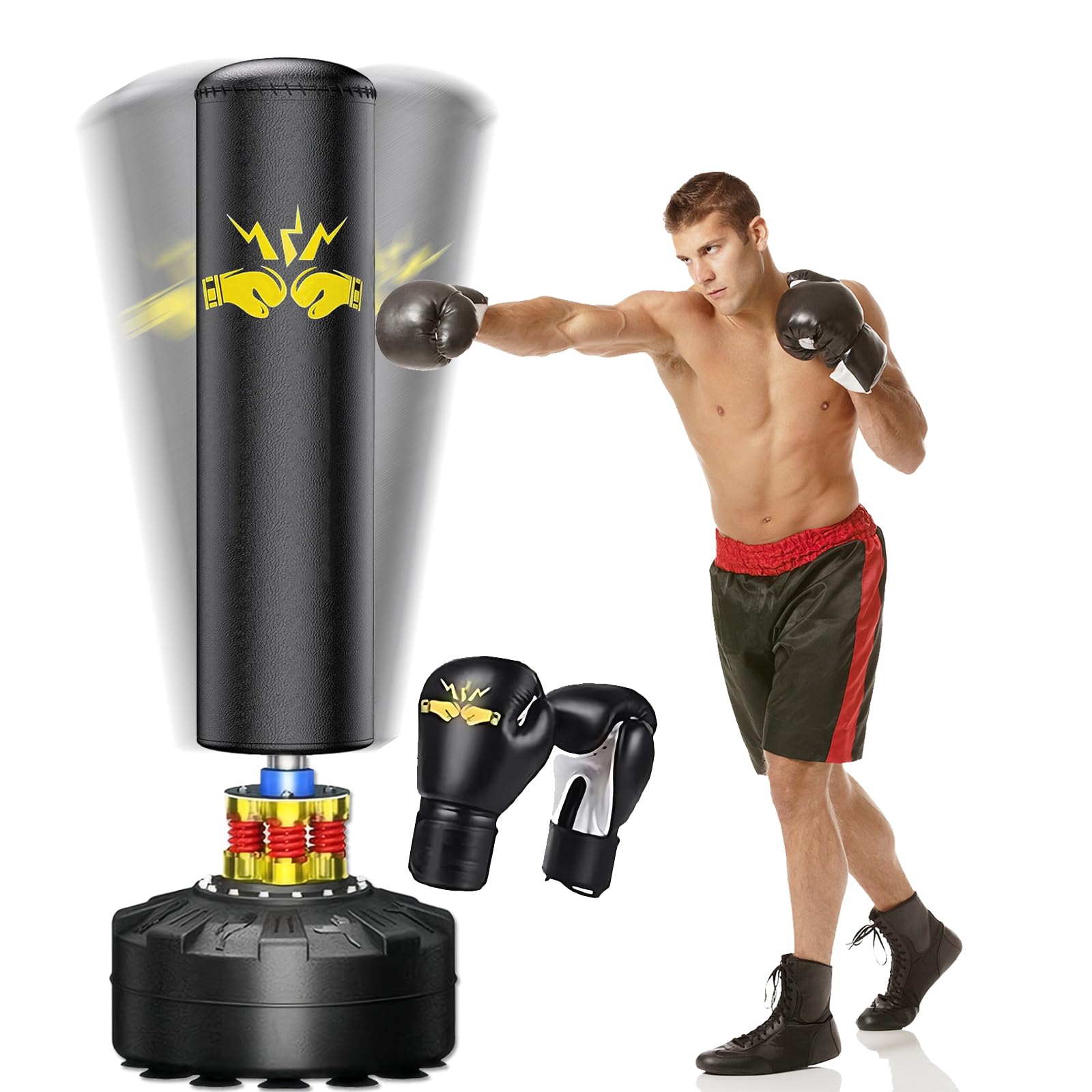 70'' Heavy Duty Freestanding Punching Bag with Stand - 205lbs Boxing & Kickboxing Training Equipment for Adults | Perfect for Home Gym, Office Workout & Martial Arts Practice