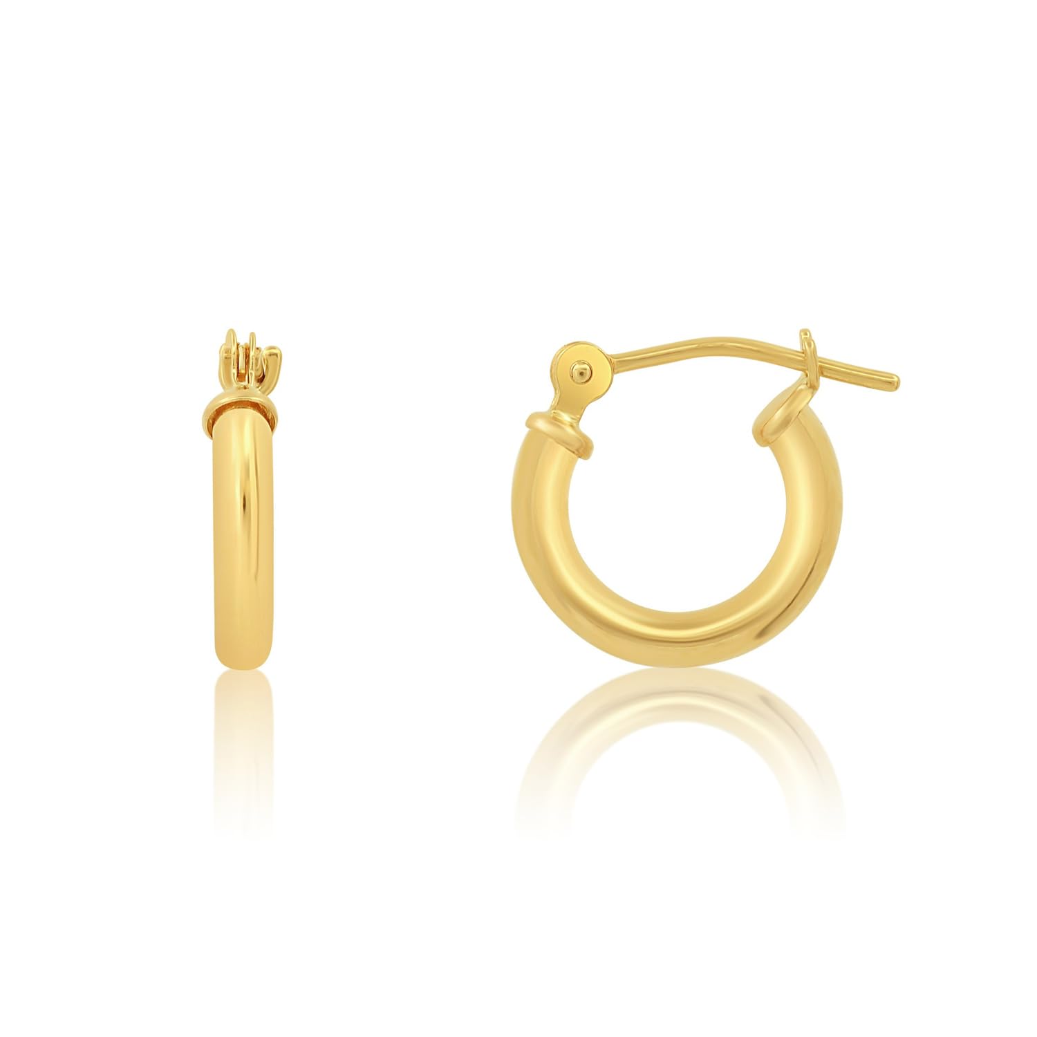 14k Solid Gold Hoop Earrings for Women - Yellow Gold & White Gold Click-Top Hoops | Small to Large Sizes 0.47