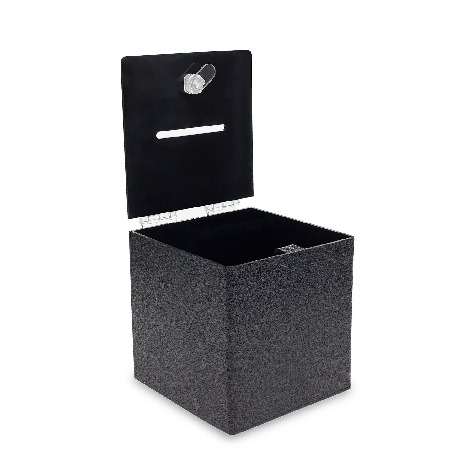 Source One BLACK 6-Inch Cube Donation Box with Cam Lock - Secure Raffle Bin for Events, Fundraisers & Suggestion Registration | Durable Charity Collection Box for Schools, Churches & Offices