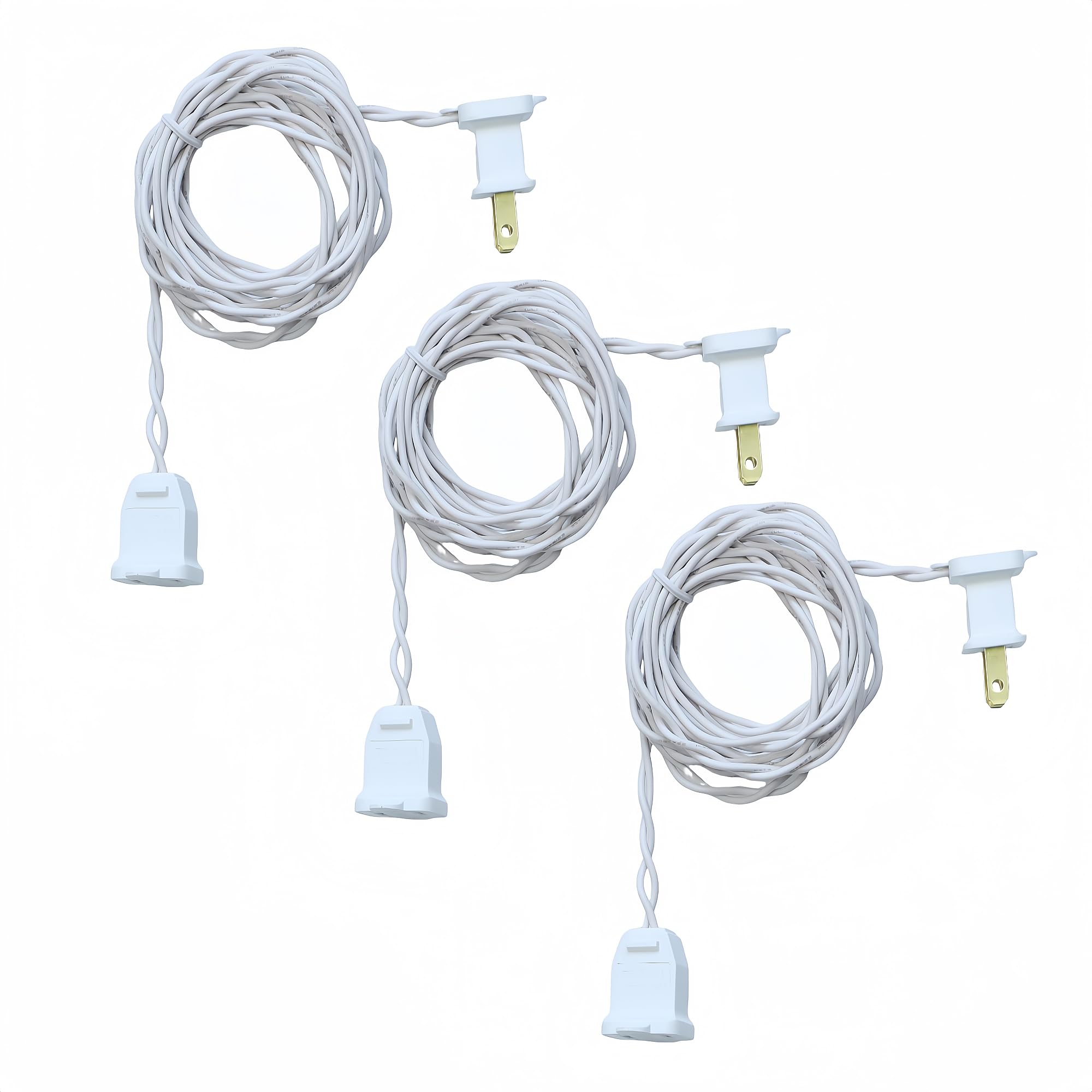 6 FT White Extension Cord - 3 Pack Heavy Duty Jumper Cables, 120V AC Power Cord for Christmas Lights, Indoor/Outdoor Use - Perfect for Holiday Decorations, Home Office & Outdoor Lighting