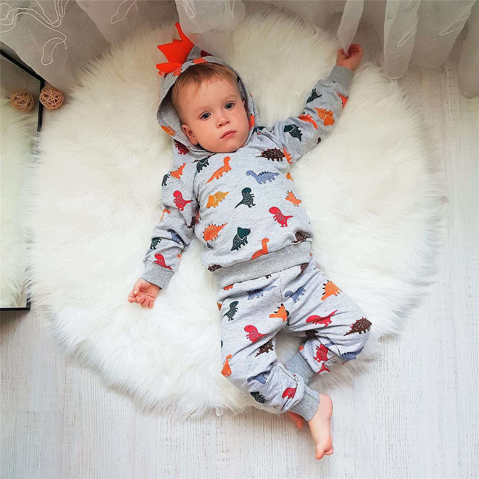 Adorable Animal Print Baby Boy Clothes Set - Long Sleeve Hoodie & Pants Outfit for Toddlers | Soft Cotton Sweatsuit for Playdates & Family Photos